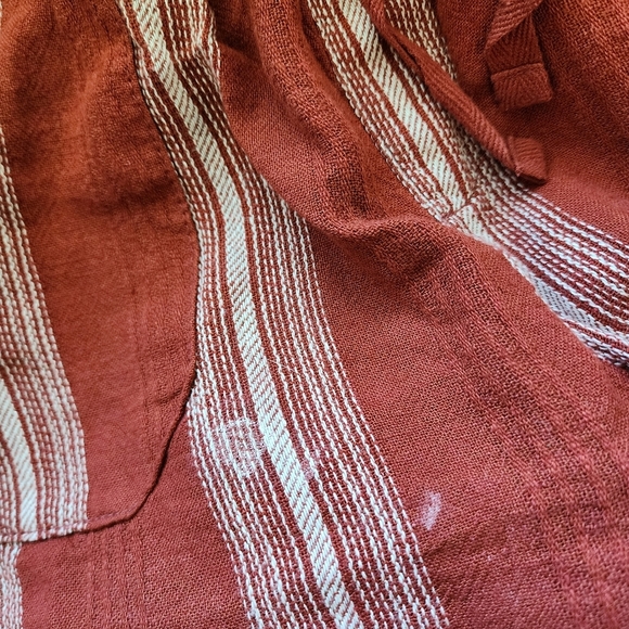 Rewash American Original Linen Blend Boho Rust Striped Pants - Picture 4 of 12